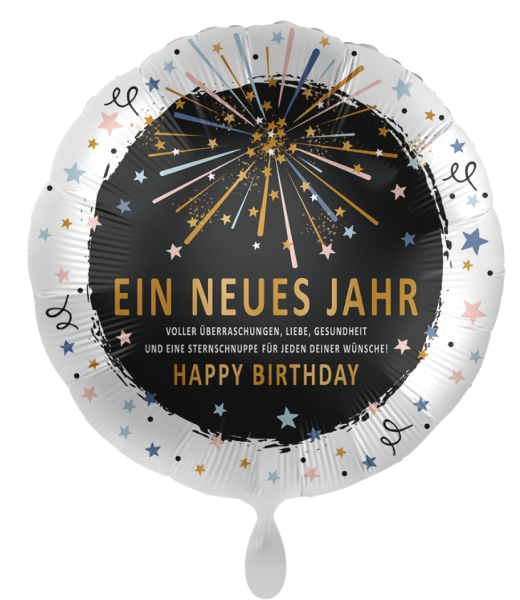 Folienballon - Happy Birthday, ein neues Jahr - ø 43cm